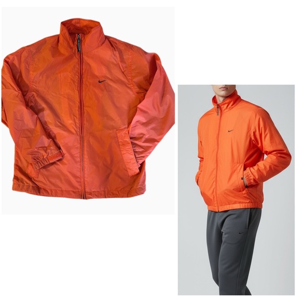 NIKE VINTAGE VIBE WINDBREAKER ORANGE NYLON EMBROIDERED LOGO STREETWEAR UNISEX - Picture 1 of 10